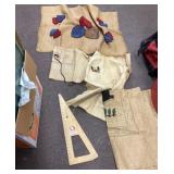 Group of burlap for hooking rugs