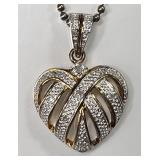 Gold over sterling diamond heart necklace