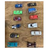 12 Hot Wheel style diecast cars