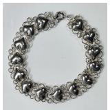 Sterling silver filigree heart bracelet