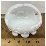 Westmoreland split-handle milk glass basket