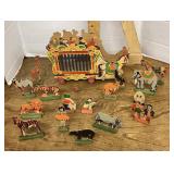 Antique cardboard circus wagon pull toy