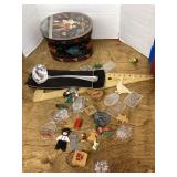 Wooden box of Christmas decor + ladle