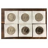 6 Kennedy half dollars