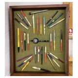 Pen collection in a 15" x 18ï¿½ shadowbox