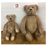2 plush teddy bears with jointed arms and legs