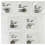 5 Roosevelt dimes, 2 Barber dimes