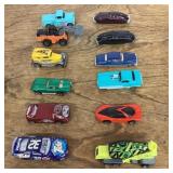 12 Hot Wheel style diecast cars