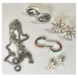 Sterling silver earrings and chain necklace