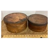 2 round wooden cheese boxes