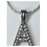 Sterling silver "A" necklace with CZs