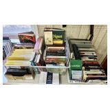 Large group of books w/wire basket organizer