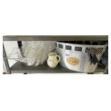 Plastic salad set, metal drinks tub, pitcher