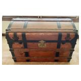 Antique? hump back trunk with insert