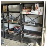 2 black metal shelf units 6