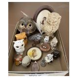 Flat of owl figures