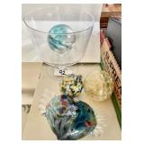 Glass trifle bowl with glass balls & fish