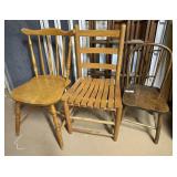 3 wooden chairs (one is a child