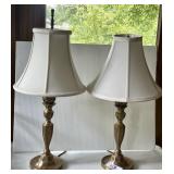 Pair of heavy brass lamps