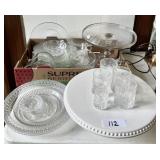 2 cake stands, crystal glasses, punch cups,