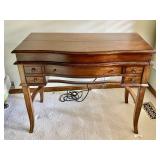 Flip top writing desk with leather insert