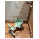 Vintage green metal doll stroller