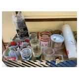 Flat w/ 1980s Kentucky Derby glasses, barware