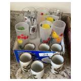 Vintage tumblers and 6 stoneware glasses