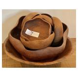 Hand carved teak salad set PLUS extra bowl