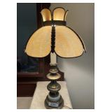 Slag glass table lamp