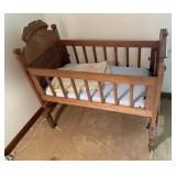 Antique rocking baby cradle 37" long