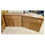 2 mid century cabinets with sliding doors