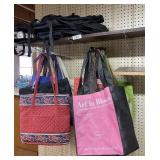 Large group of tote bags, back pack, wheel tote