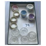 Porcelain and glass salt cellars
