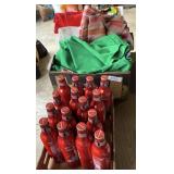 2 flats w/Cardinal aluminum bottles, towels,