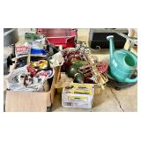 2 large boxes w/potting soil, sprinklers, suet,