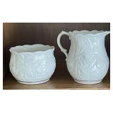 Belleek cream and sugar