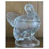 L.E. Smith glass turkey candy dish 7"