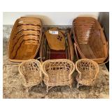 3 Longaberger baskets, wicker doll furniture