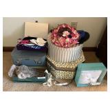 Vintage hats and hat boxes, train case,