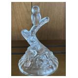 Fenton frosted glass owl on branch 5"