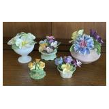 5 porcelain flower arrangements