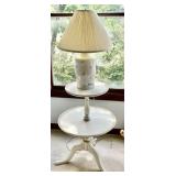 2-tier side table 30" x 20" dia., table lamp