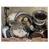 Large flat of assorted silverplate