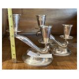 Pair of weighted sterling candleholders