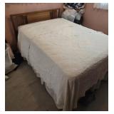 Full size bed with mid century headboard