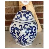 Blue and white ginger jar