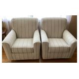 Pair of striped swivel rockers