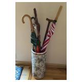 Umbrella holder with contents