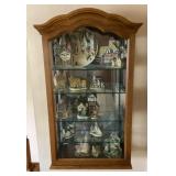 Wall-mount display cabinet w/avid Winter cottages